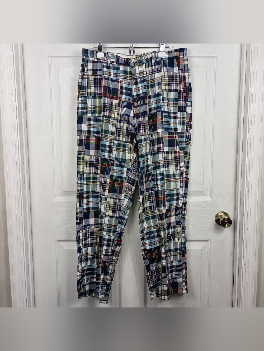 Jos A Bank Madras Pants Mens 35x30 Plaid Patchwork Pockets Preppy Golf Bold NWT